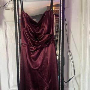 Windsor Burgundy and Blue Cowl Neck Slip Dress